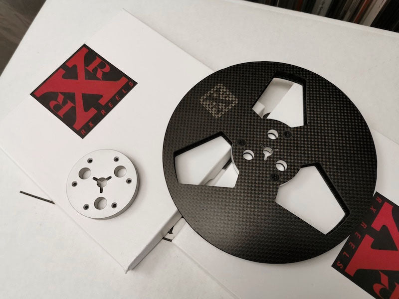 RX Reels’ prototype 7-inch carbon fiber reel for open reel tape players
