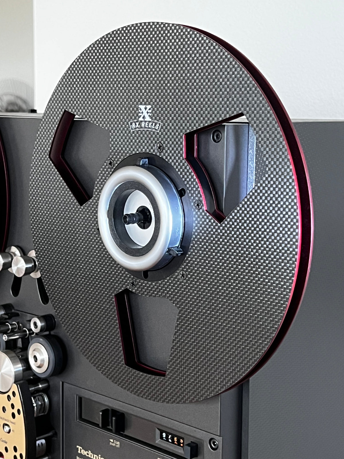 &quot;B&quot; Stock - Carbon Fiber 10.5&quot; Tape Reel - Edge Design in Garnet Metallic