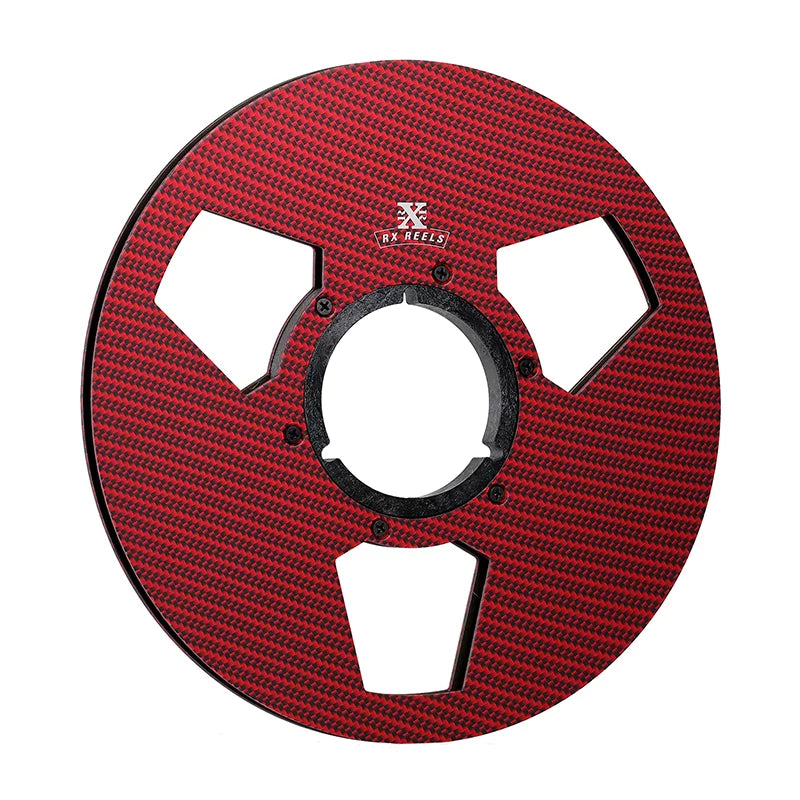 RX Reels Carbon Fiber 10.5 Tape Reel - Edge Design in - See Color Through Cut-Outs - Bold Version Silver Metallic